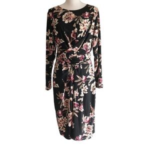 Rachel Rachel Roy Black Floral Faux Wrap Midi Dress Size 1X